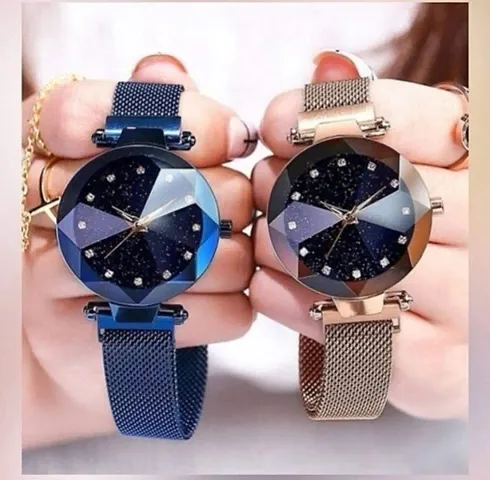 Pack Of 2 Magnetic Strap Watches For Women