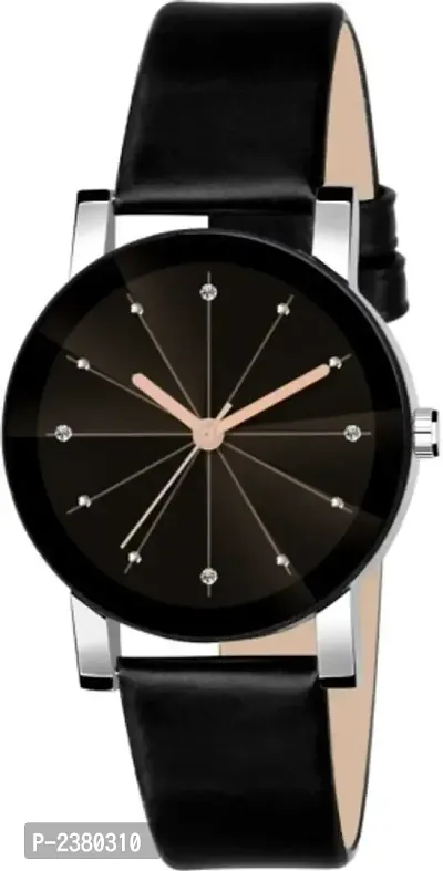 Black Analog Synthetic Leather Watch-thumb0