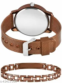 Brown Gutheli With Temperature Dial Combo For Boys And Girls And Couple Watch - For Men  Women-thumb2
