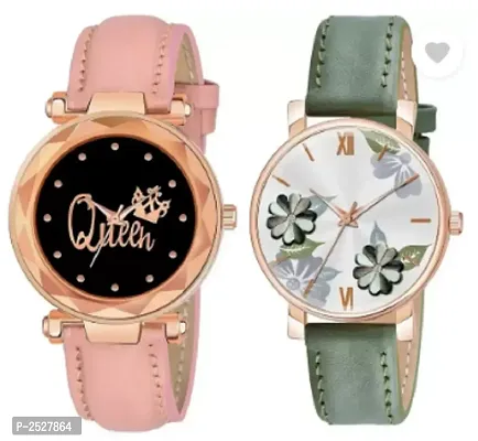 Fresh Fashion Set Of 5 Multi Colored Multi Shaped Dial Combo Watch - For Girls