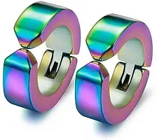 Alluring Non-Piercing Magnetic Multicoloured Stainless Steel  Studs For Men Pack Of 2-thumb1