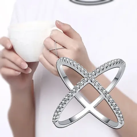 Stunning Criss-Cross Cubic Zircon Ring for Women Girls