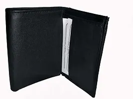 Designer Black Faux Leather Textured Three Fold Wallets For Men-thumb1