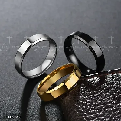 Alluring Multicoloured Stainless Steel   Rings For Men Pack Of 3-thumb0