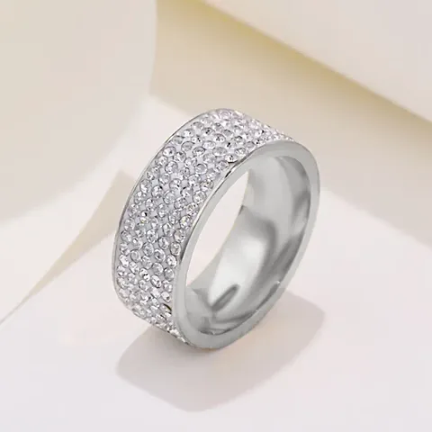 Stunning Stainless Cubic Zirconia Ring Iced Out High Quality