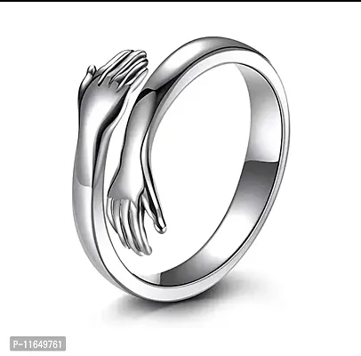 Amazing I Love U Hand Style Hug Stainless Steel Silver Plated Promise Anniversary Ring For LoversCouples