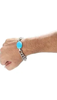 Being Human Jewellery Stainless Steel Bracelet | Lucky Blue stone | Friendship band for Men and Boys.-thumb1