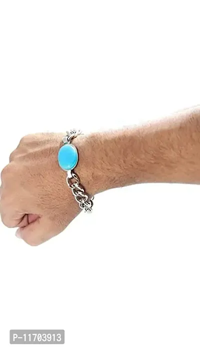 Being Human Jewellery Stainless Steel Bracelet | Lucky Blue stone | Friendship band for Men and Boys.-thumb2