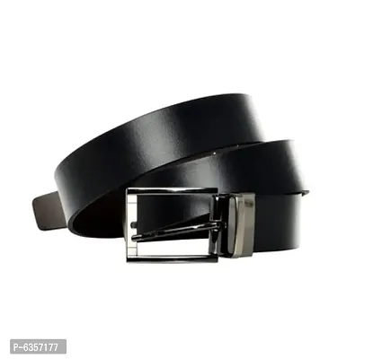 Elegant Black Faux Leather Textured Belts For Men And Boys-thumb0