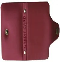 Designer Maroon Leatherette Textured Card Holder For Men And Boys-thumb1