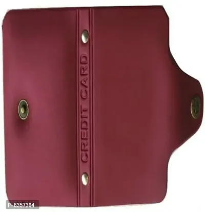 Designer Maroon Leatherette Textured Card Holder For Men And Boys-thumb2