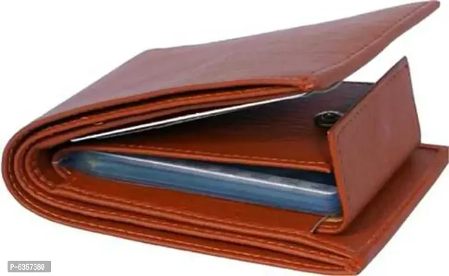 Designer Brown Leatherette Textured Wallets For Men And Boys