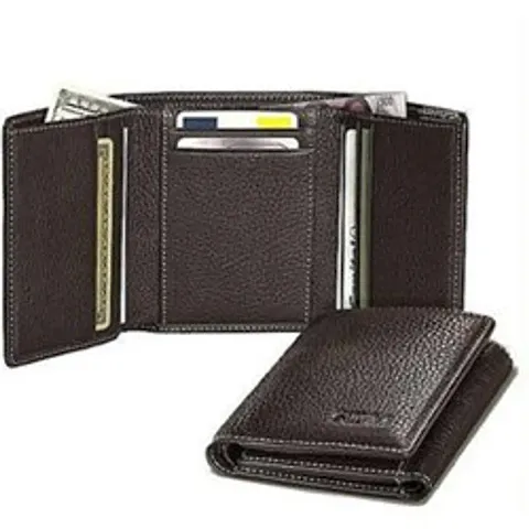 Designer Leather Solid Two Fold Wallet For Men