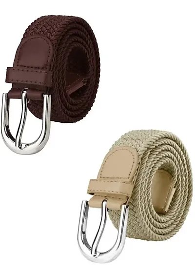Stylish Faux Leather Textured Belts For Men (Pack Of 2)