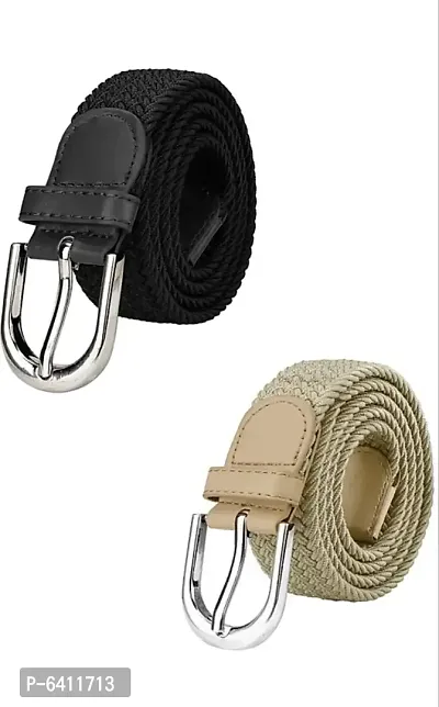 Stylish Faux Leather Textured Belts For Men And Boys- Pack Of 2