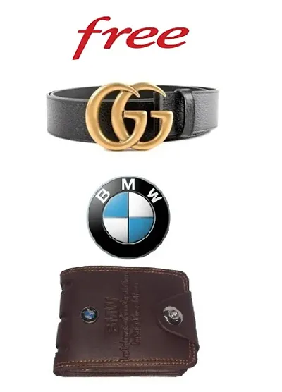 Stylish Leatherite Textured Belts And Wallets For Men