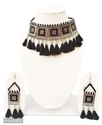 Stylish Multicoloured Oxidised Silver Beads Jewellery Set For Women