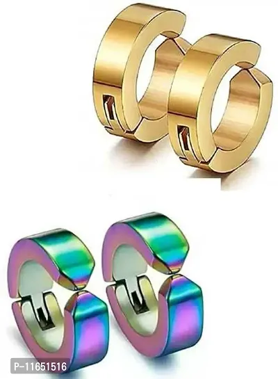 Alluring Non-Piercing Magnetic Multicoloured Stainless Steel  Studs For Men Pack Of 2