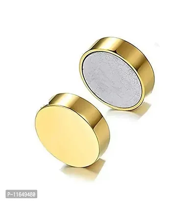 Alluring Non-Piercing Magnetic Golden Stainless Steel  Studs For Men-thumb3