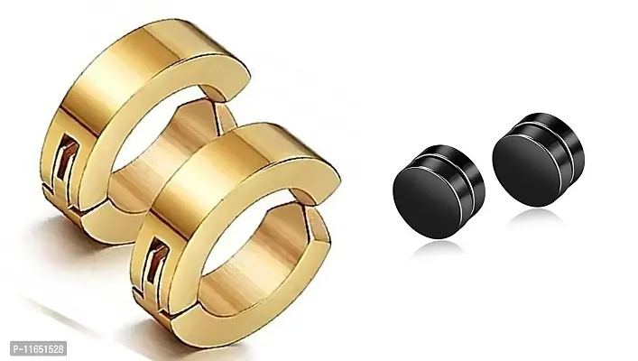 Alluring Non-Piercing Magnetic Multicoloured Stainless Steel  Studs For Men Pack Of 2