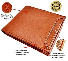 Designer Tan Artificial Leather Textured Formal Travel ATM Wallets For Men-thumb1