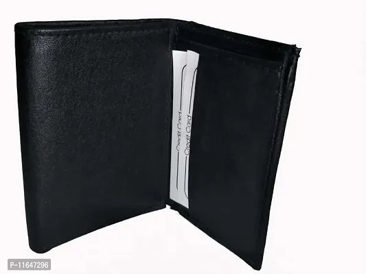 Designer Black Faux Leather Textured Three Fold Wallets For Men-thumb0