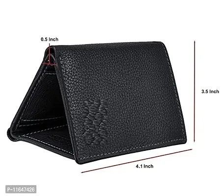 Designer Black Faux Leather Textured Three Fold Wallets For Men-thumb2