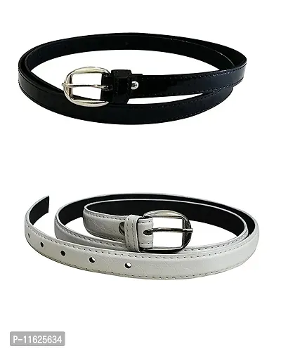 Elegant Faux Leather Party-Wear Belts For Women And Girls-Pack Of 2-thumb0