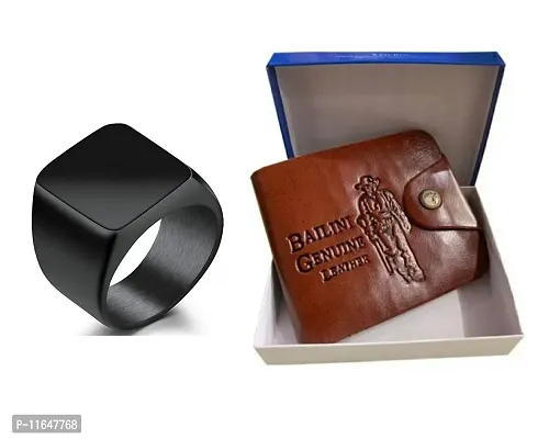 Designer PU Textured Black Ring And Leatherette Wallet For Men