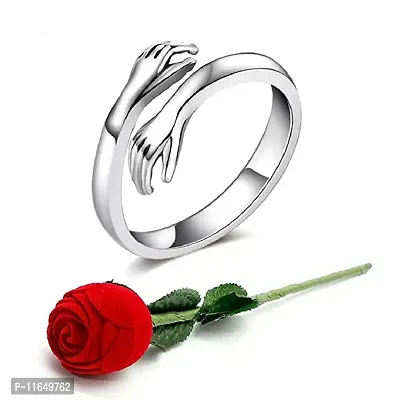 Amazing I Love U Hand Style Hug Stainless Steel Silver Plated Promise Anniversary Ring For LoversCouples