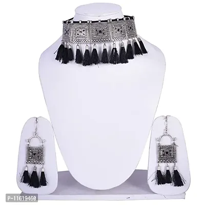 Stylish Multicoloured Oxidised Silver Beads Jewellery Set For Women-thumb0