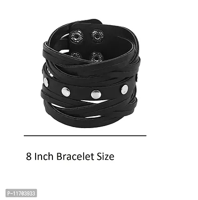 Boy s/Men s Leatherite Broad Metal Width Gym Style Solid Wrist Band Bracelet Cuff