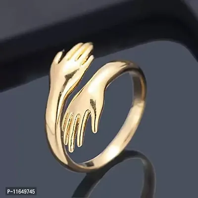 Amazing I Love U Hand Style Hug Stainless Steel Gold Plated Promise Anniversary Ring For LoversCouples