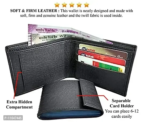 Designer PU Textured Branded Wallet With Card Holder- Pack Of 2 For Men-thumb2