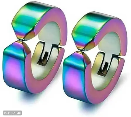 Alluring Non-Piercing Magnetic Multicoloured Stainless Steel  Studs For Men Pack Of 2-thumb2