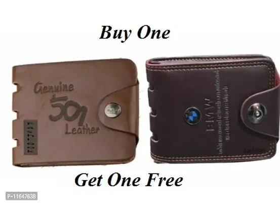 Designer PU Textured Branded Wallet With Card Holder- Pack Of 2 For Men