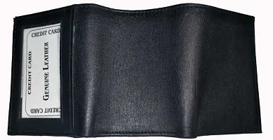 Designer Black Faux Leather Textured Three Fold Wallets For Men-thumb2