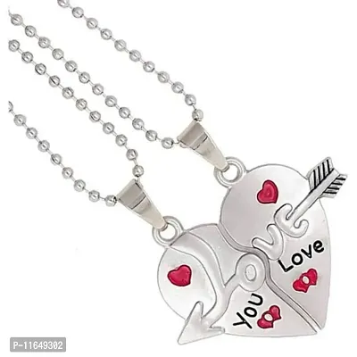 Heart Broken Arrow Couple Love Heart Pendant Locket Chain-thumb0