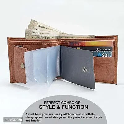 Designer Tan Artificial Leather Textured Album Wallets For Men-thumb2