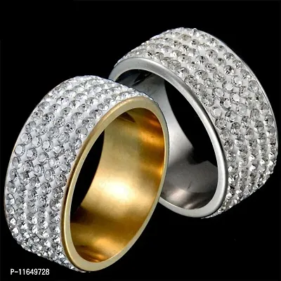Stunning Stainless Steel Cubic Zirconia Ring Iced Out High Quality (Pack of 2)