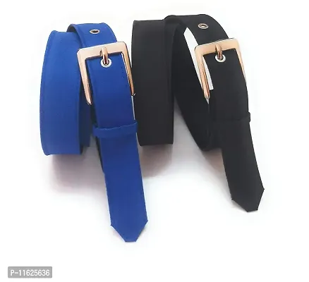 Elegant Faux Leather Party-Wear Belts For Women And Girls-Pack Of 2-thumb0