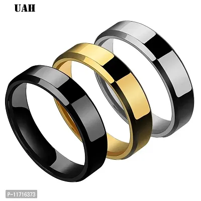 Alluring Multicoloured Stainless Steel   Rings For Men Pack Of 3