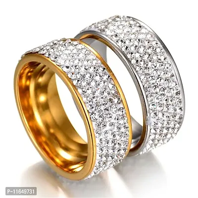 Stunning Stainless Steel Cubic Zirconia Ring Iced Out High Quality (Pack of 2)