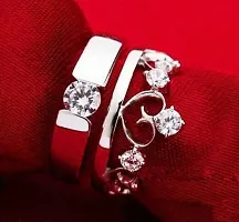 Silver Plated 2 Pcs Shape Matching Crown and Promise Couple Rings for Lovers Unisex-thumb3