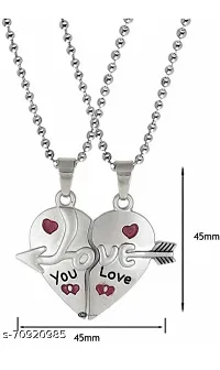 Heart Broken Arrow Couple Love Heart Pendant Locket Chain-thumb1