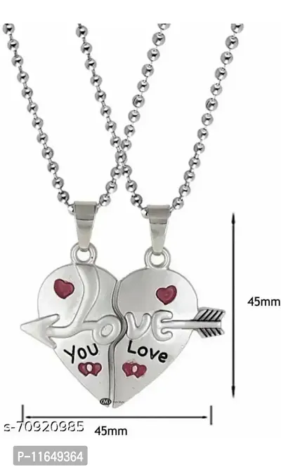 Heart Broken Arrow Couple Love Heart Pendant Locket Chain-thumb2