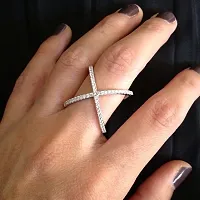 Stunning Criss-Cross Cubic Zircon Ring for Women   Girls-thumb1