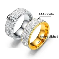 Stunning Stainless Steel Cubic Zirconia Ring Iced Out High Quality (Pack of 2)-thumb1