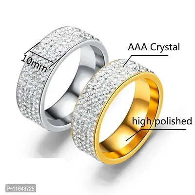 Stunning Stainless Steel Cubic Zirconia Ring Iced Out High Quality (Pack of 2)-thumb2