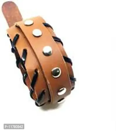 Boy s/Men s Leatherite Broad Metal Width Gym Style Solid Wrist Band Bracelet Cuff
